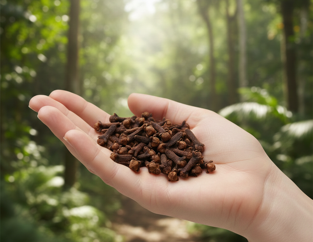 Home hand holding cloves